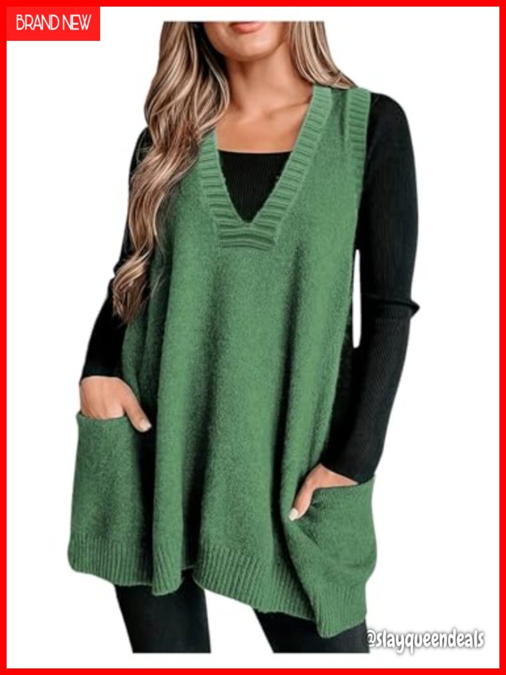Plus Size Sweater Vest V Neck Sleeveless Tank Top Loose Fit Casual
